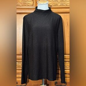 Ann Taylor Shimmering Black Long Sleeve Blouse